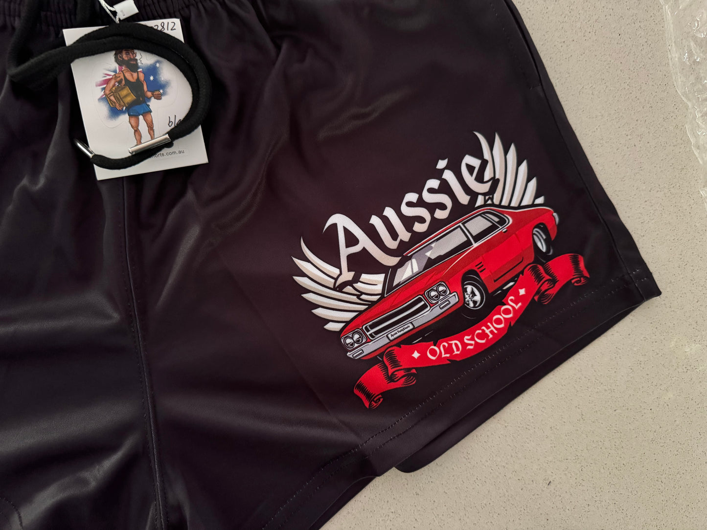 🔥NEW🔥 Aussie OLD SCHOOL RED Footy Shorts (With Pockets)