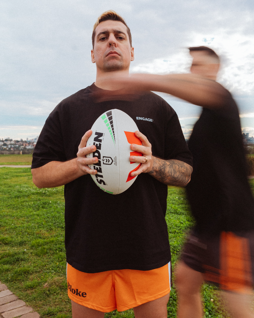 BLOKE - Orange Footy Shorts (With Pockets)