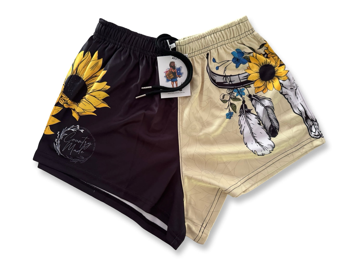 🔥NEW🔥 Sunflower Skull Footy Shorts (With Pockets)
