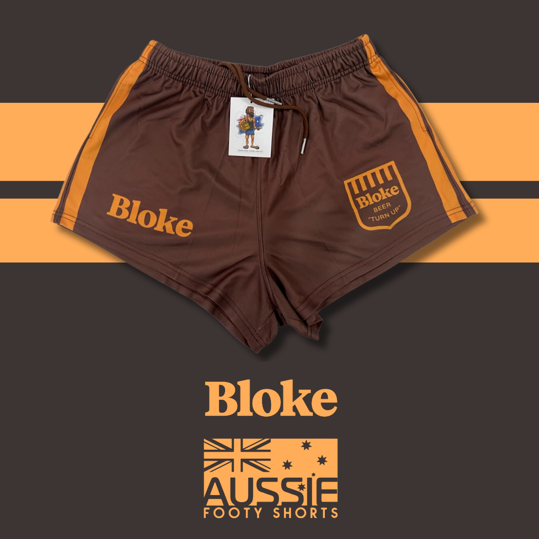 BLOKE - Brown & Orange - Footy Shorts (With Pockets)