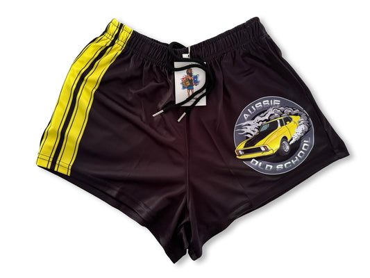 🔥NEW🔥 Aussie OLD SCHOOL Yellow Footy Shorts (With Pockets)