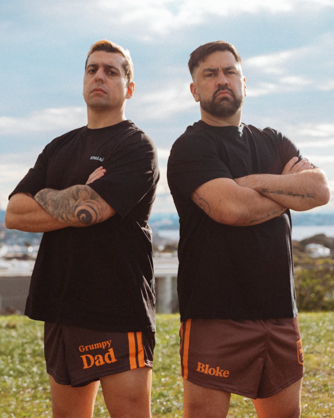 BLOKE - Brown & Orange - Footy Shorts (With Pockets)