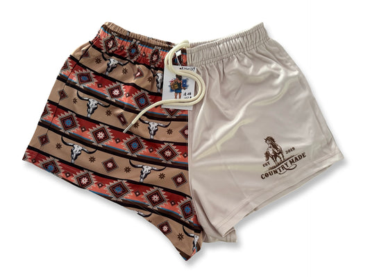 🔥NEW🔥 Aztec Skull Footy Shorts (With Pockets)