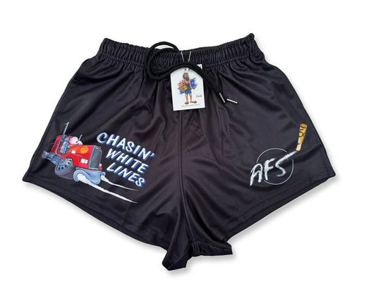 🔥NEW🔥 Chasing White Lines Footy Shorts (With Pockets)