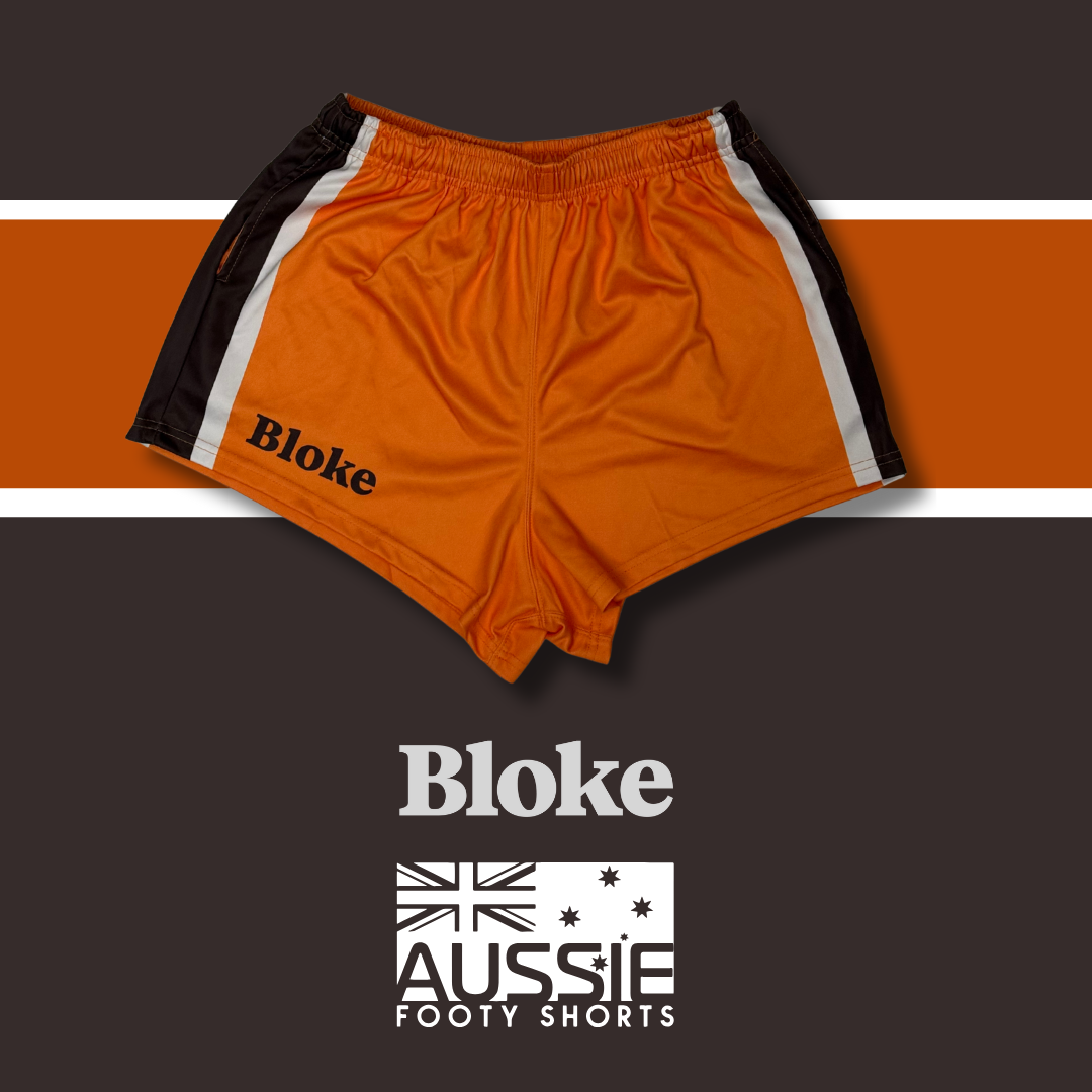 BLOKE - Orange Footy Shorts (With Pockets)