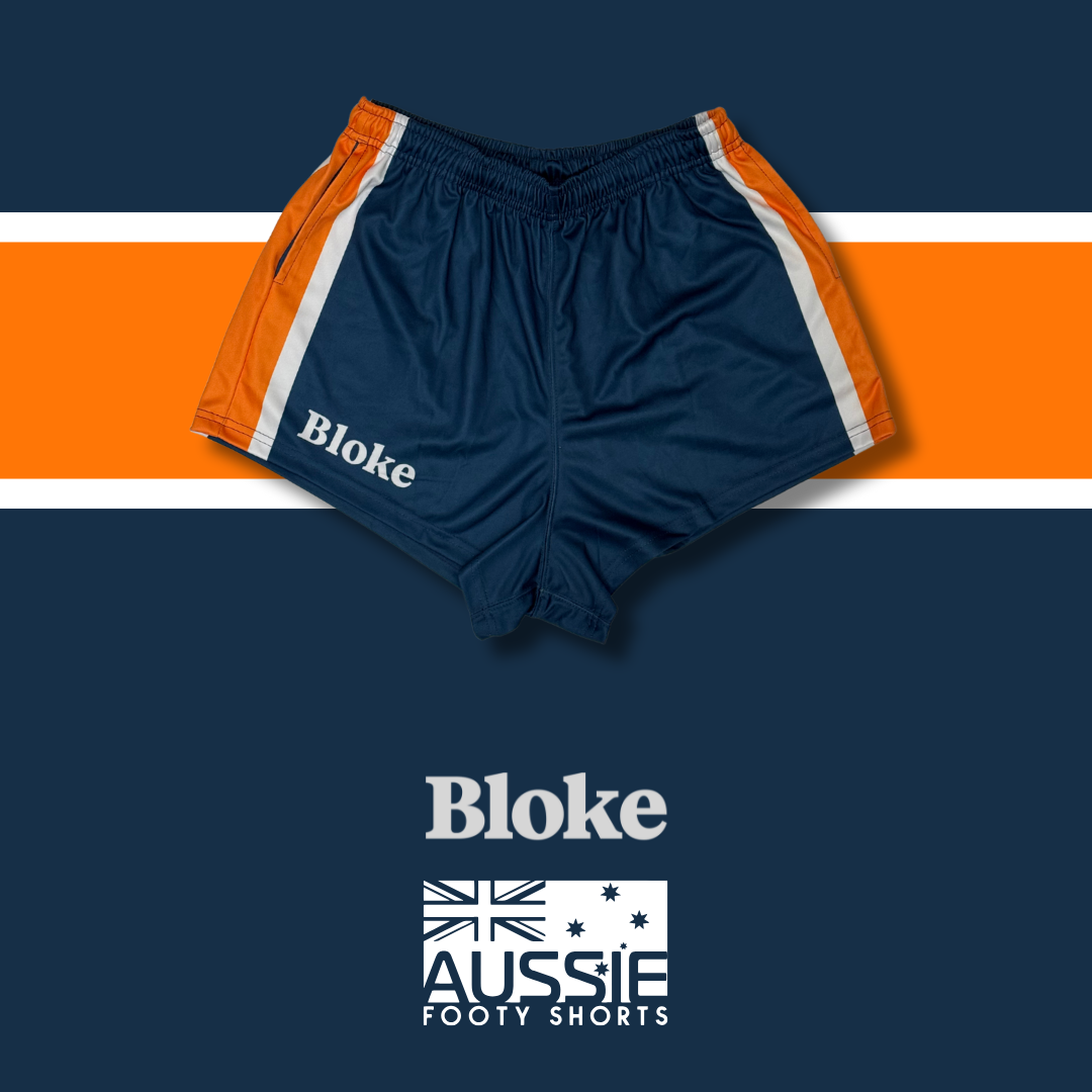 BLOKE - Navy Blue Footy Shorts (With Pockets)