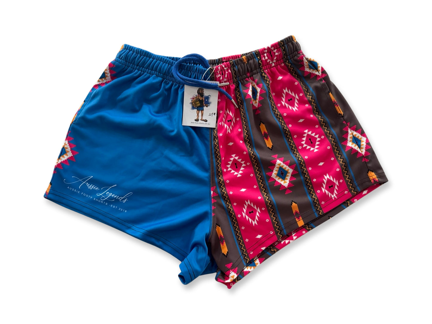 Tribal Print Blue Footy Shorts (With Pockets)