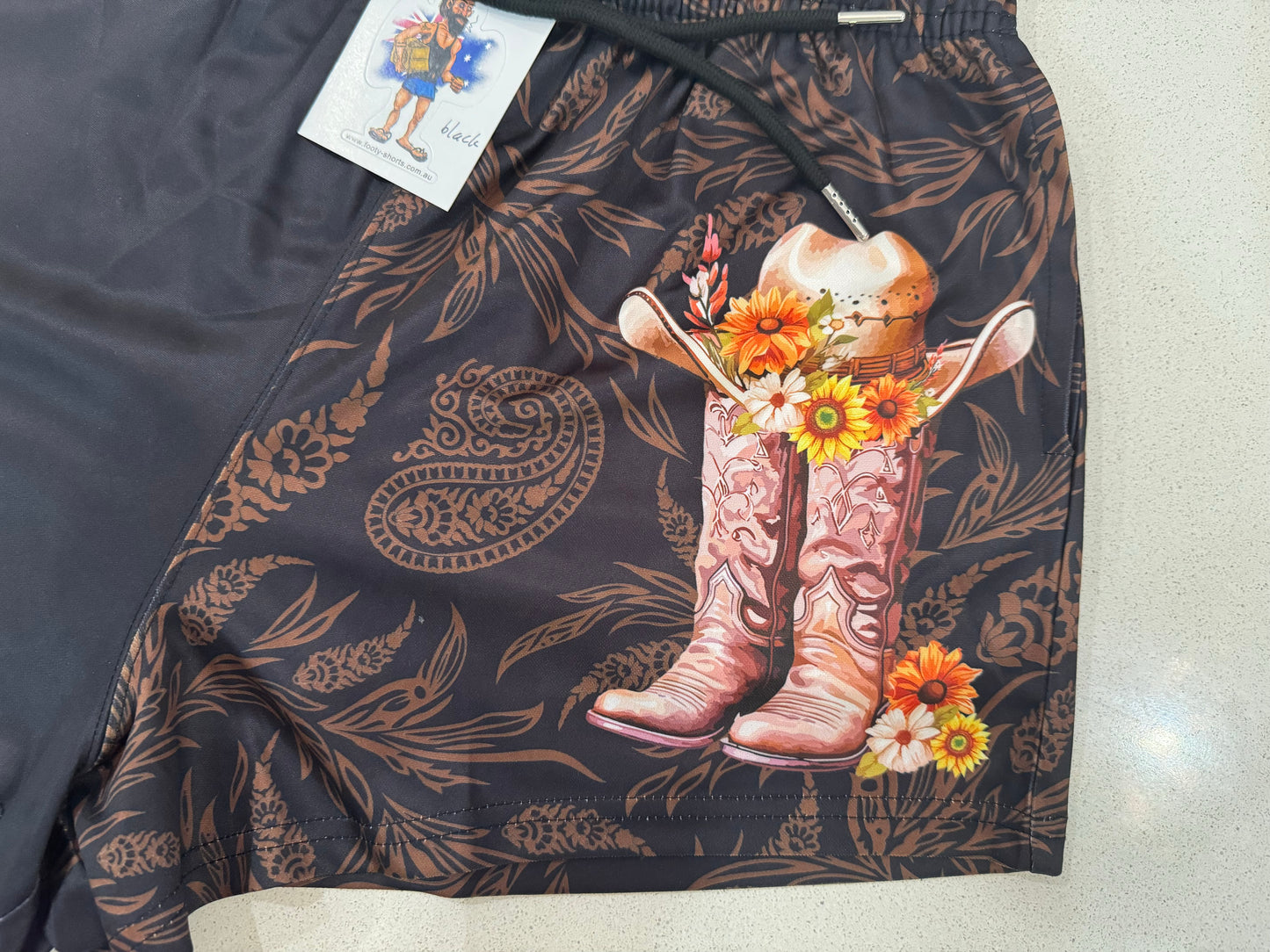 Cowgirl Wild Flower Footy Shorts (With Pockets)