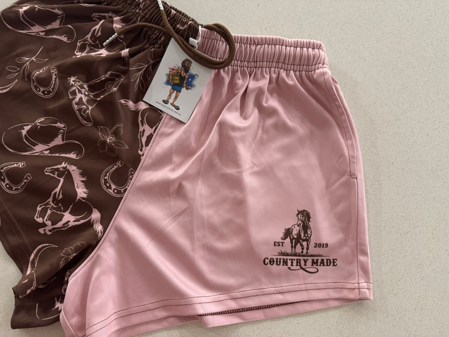Brown Horse Footy Shorts (With Pockets)