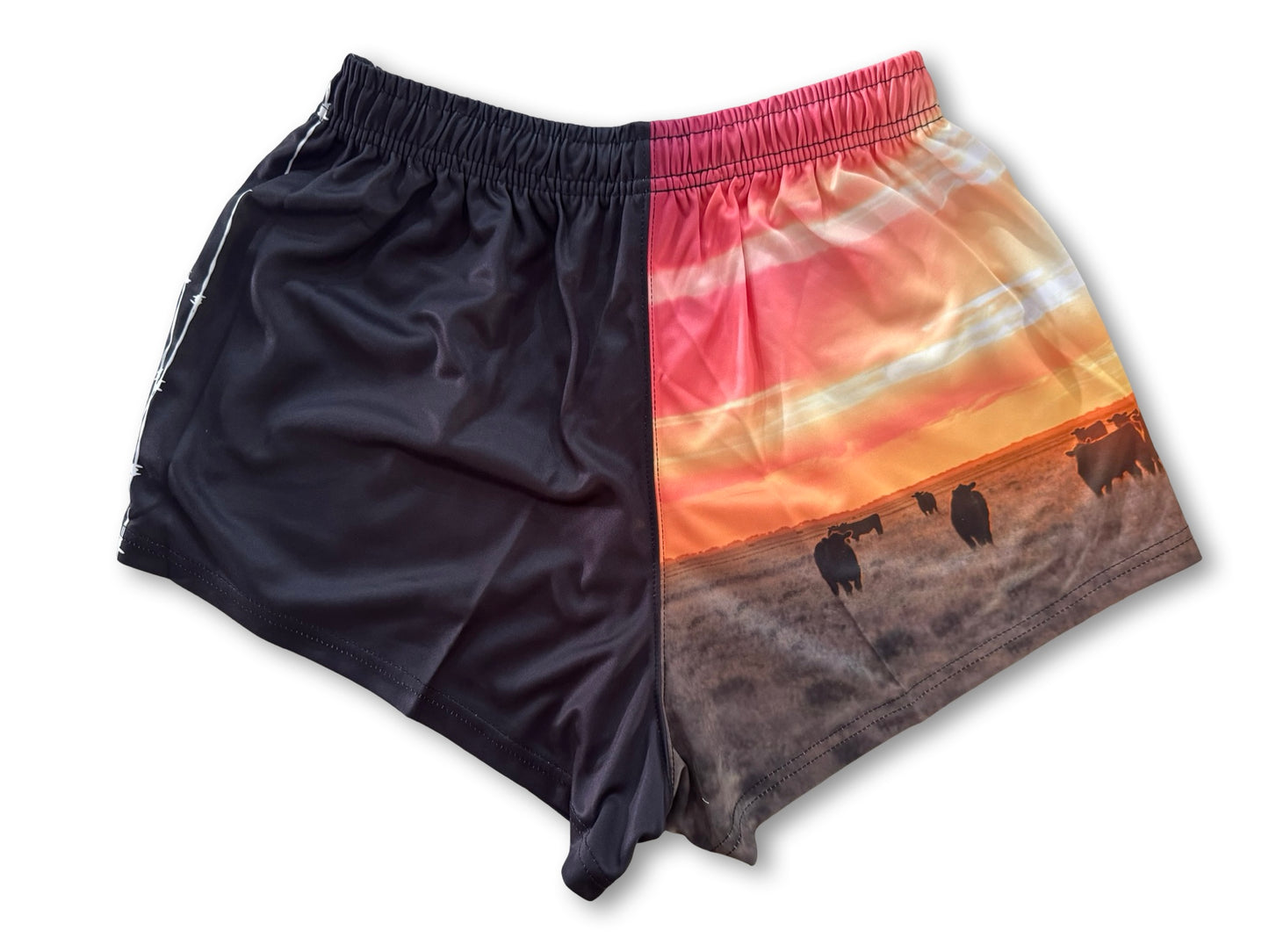 🔥NEW🔥 Cow Sunset Footy Shorts (With Pockets)