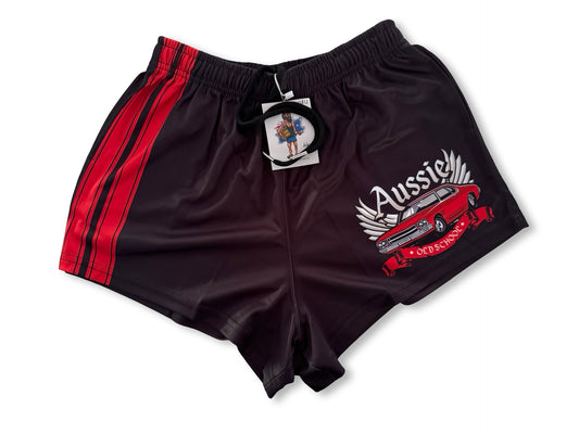 🔥NEW🔥 Aussie OLD SCHOOL RED Footy Shorts (With Pockets)