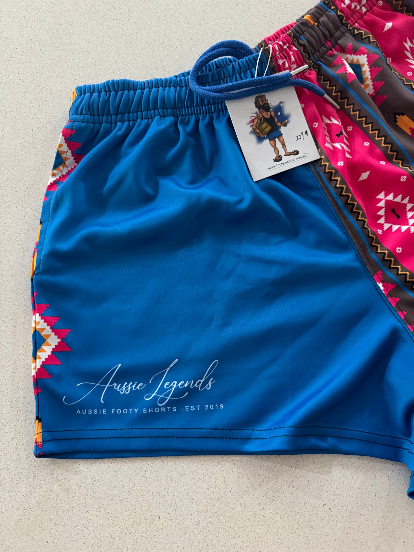 Tribal Print Blue Footy Shorts (With Pockets)