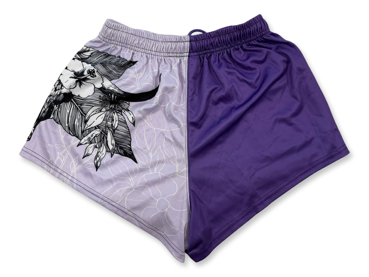 Bull Skull Purple Footy Shorts (With Pockets)