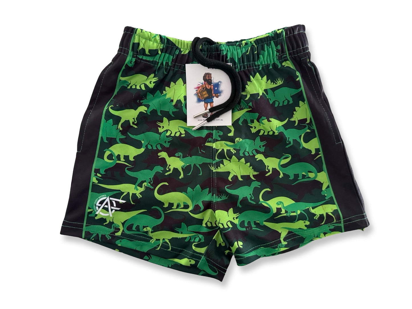 Kids Dinosaur Footy Shorts (With Pockets)