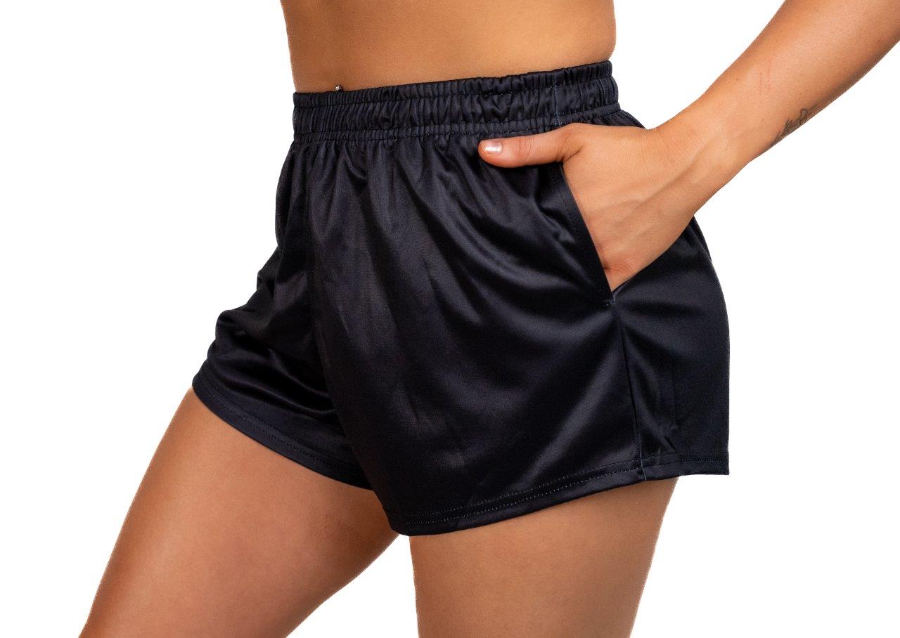 Plain Black - Footy Shorts (With Pockets)
