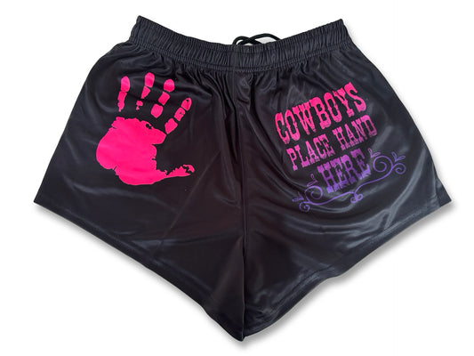 🔥NEW🔥Cowboy Place Hand here Footy Shorts (With Pockets)