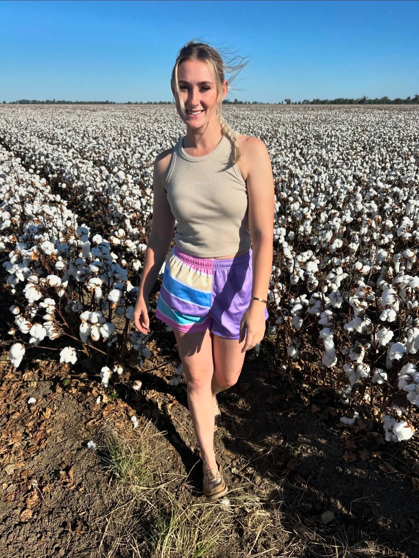 Light Pastel Purple Stripe Footy Shorts (With Pockets)