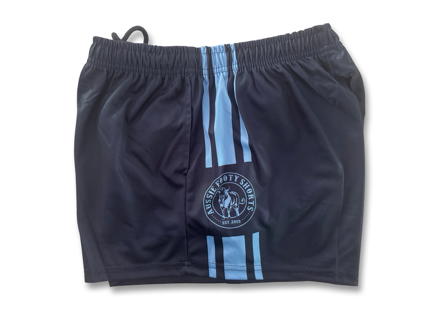 Navy Blue Stripe Footy Shorts (With Pockets)