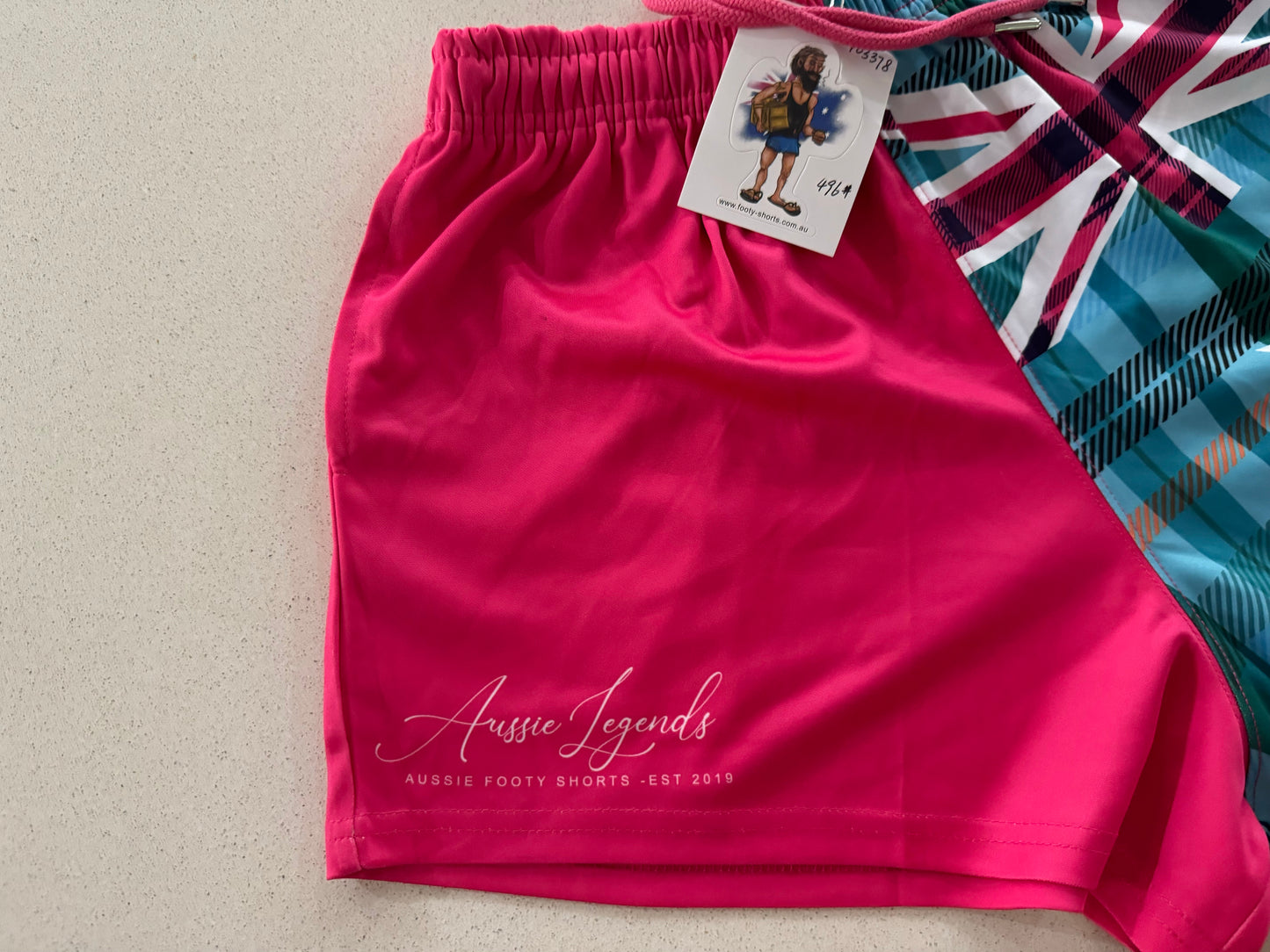 Ladies Pink Aus Flag Footy Shorts (With Pockets)