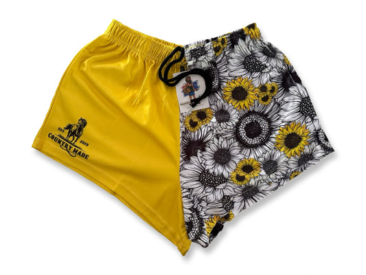 🔥NEW🔥 Sunflowers Bright Yellow Footy Shorts (With Pockets)
