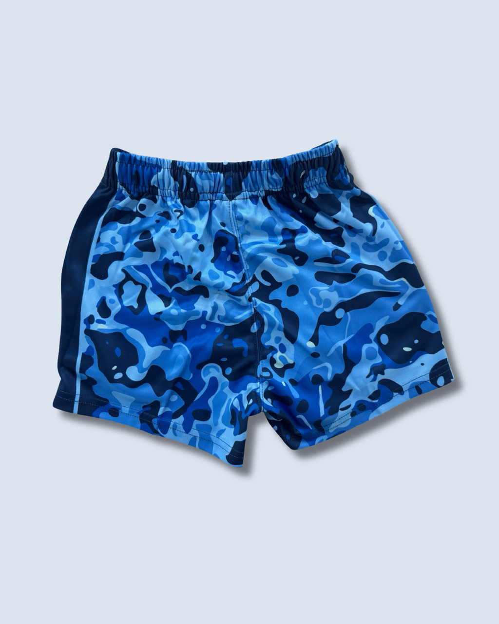 Kids Blue Camo Footy Shorts (With Pockets)
