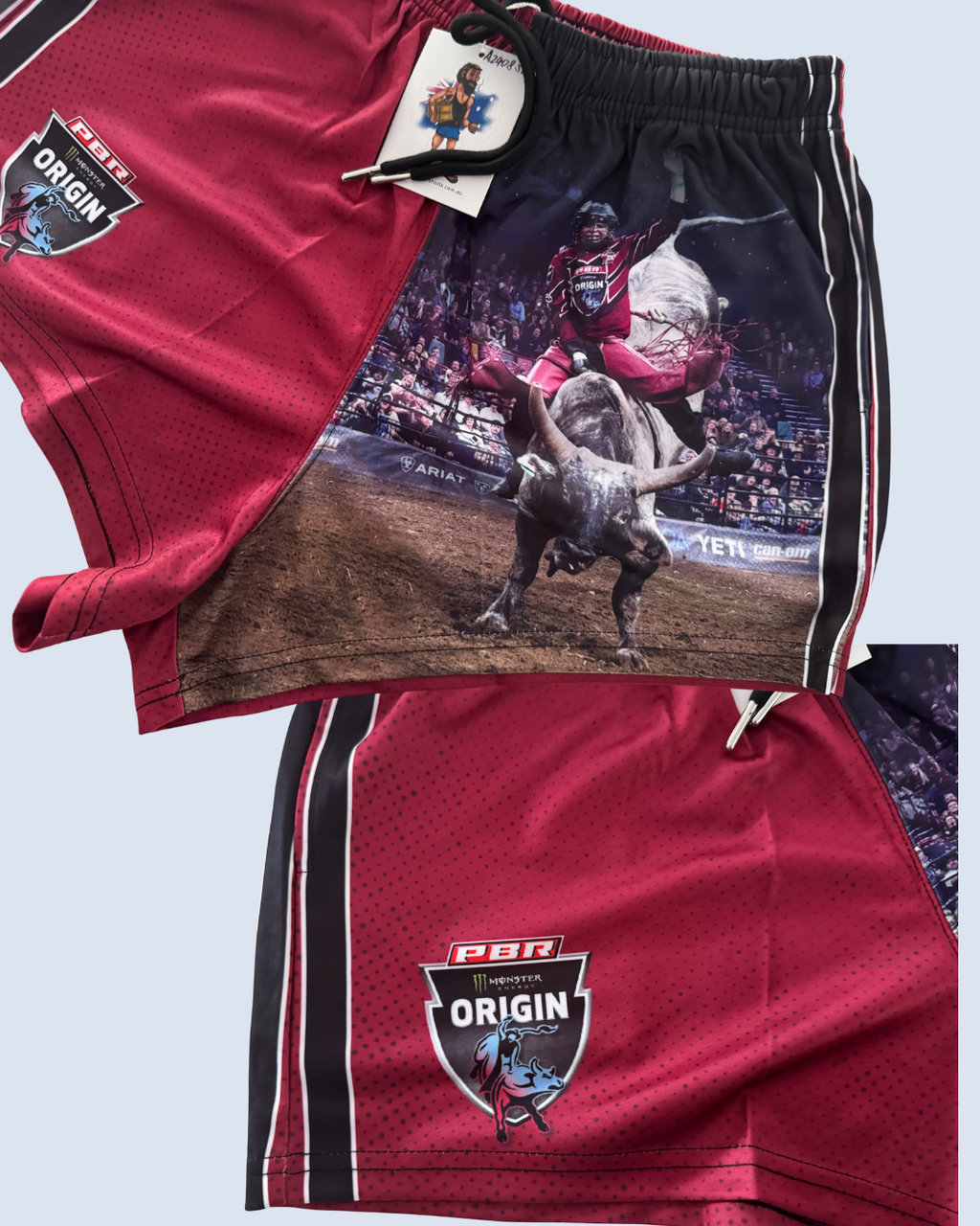 PBR ORIGIN Footy Shorts – QLD Maroons (With Pockets)