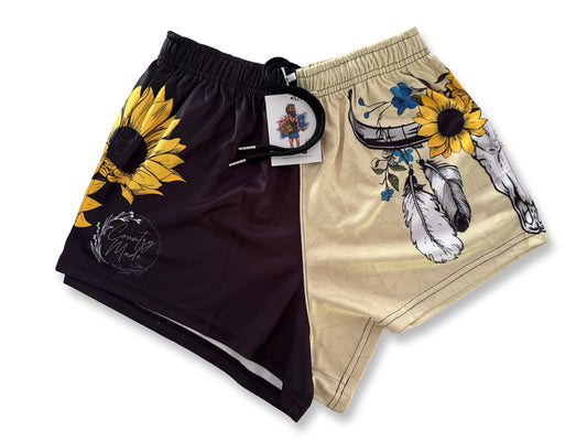 🔥NEW🔥 Sunflower Skull Footy Shorts (With Pockets)