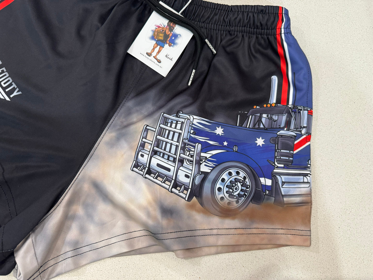 Aussie Flag Truck Footy Shorts (With Pockets)