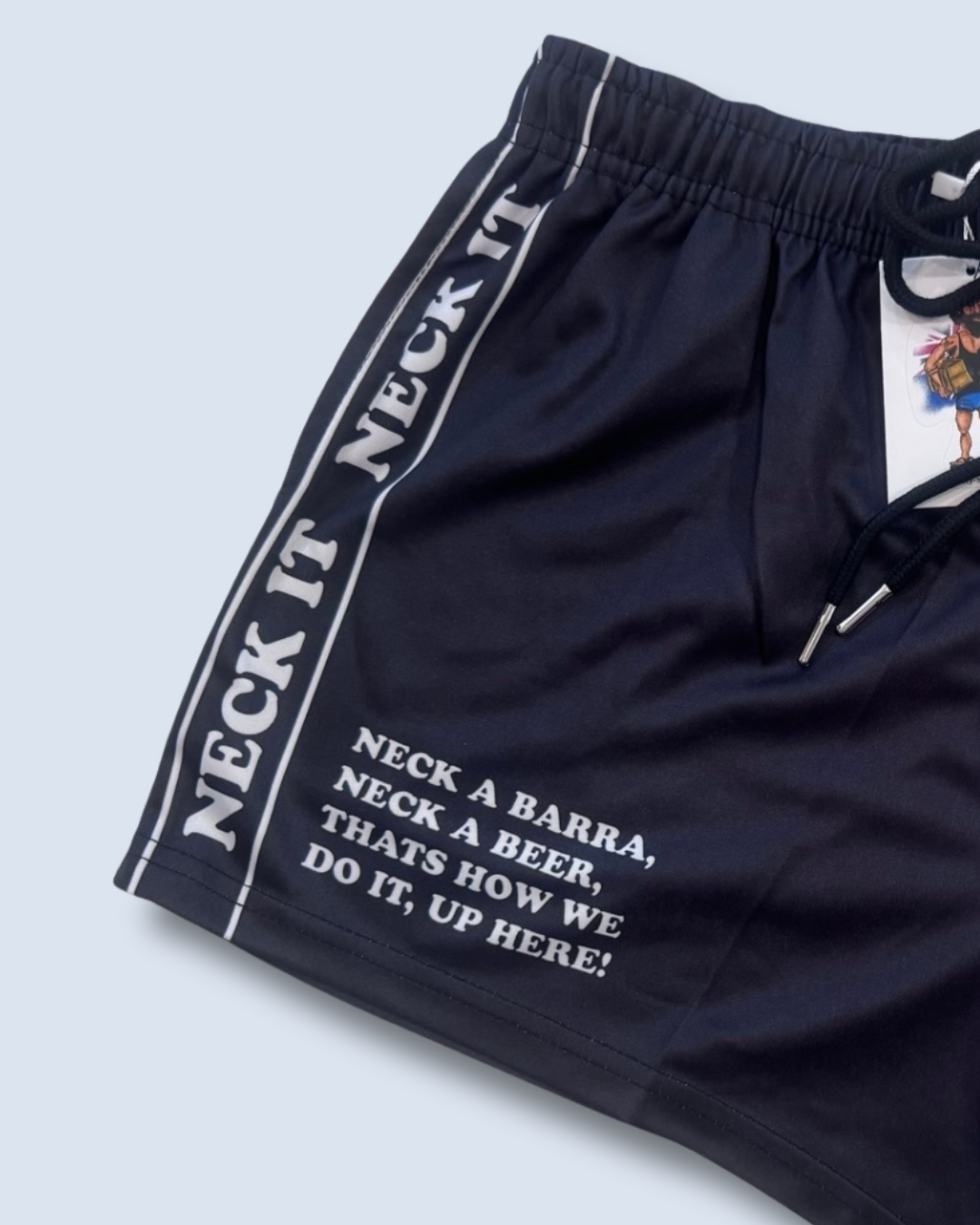 Neck a Barra, Neck a Beer Footy Shorts (With Pockets) 🔥NEW🔥