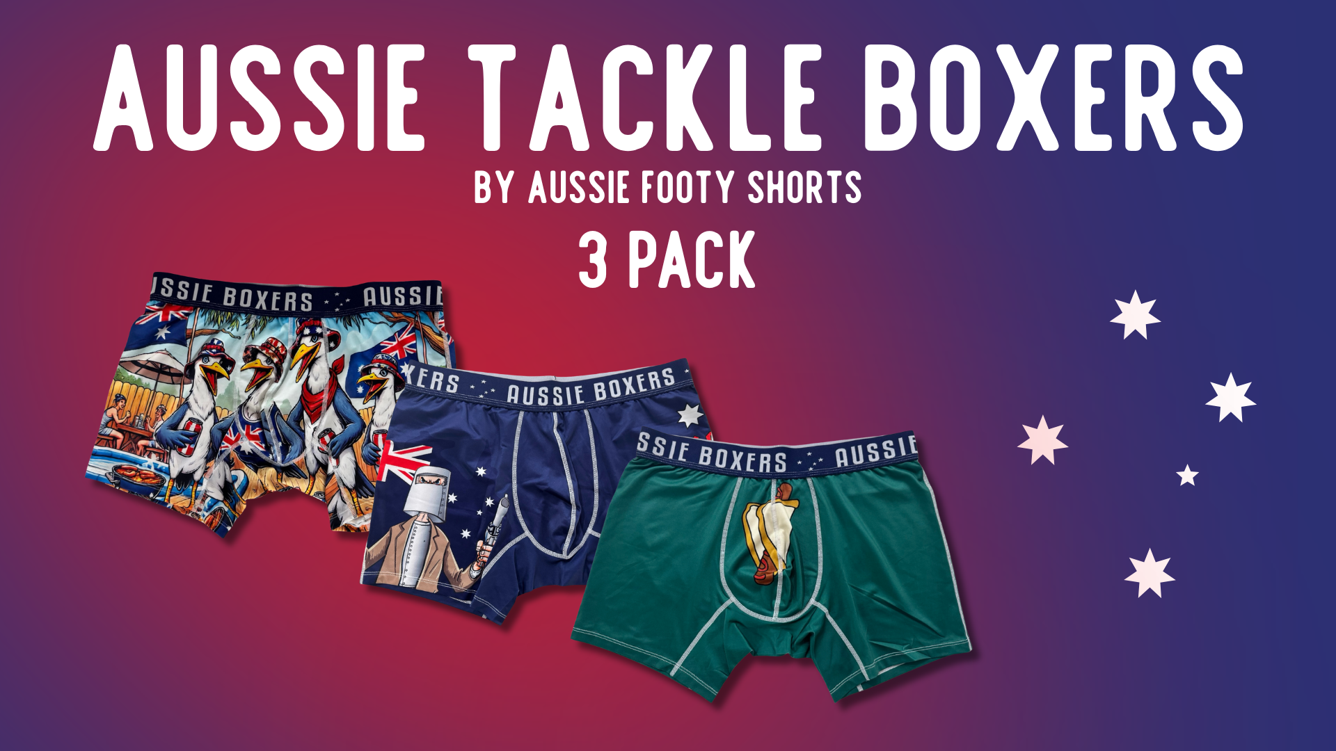 3 PACK Men's Aussie Tackle Boxers | SNAG HOUSE