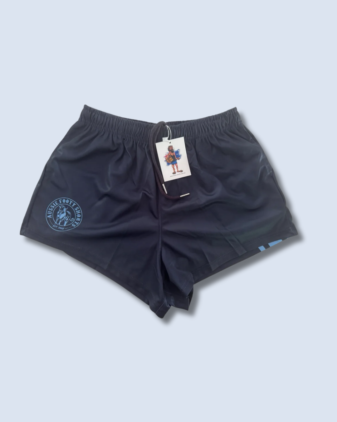 Navy Blue Stripe Footy Shorts (With Pockets)