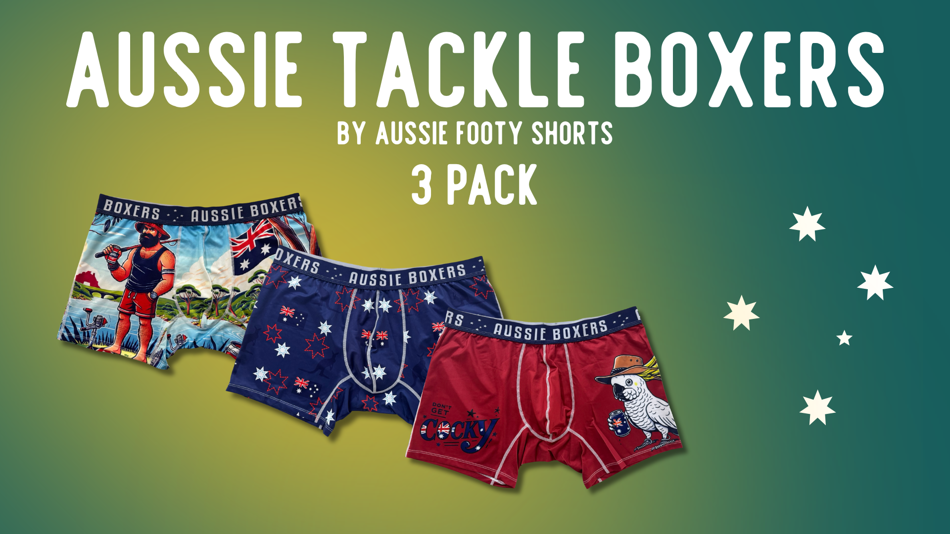 3 PACK Men's Aussie Tackle Boxers | Don't Get Cocky