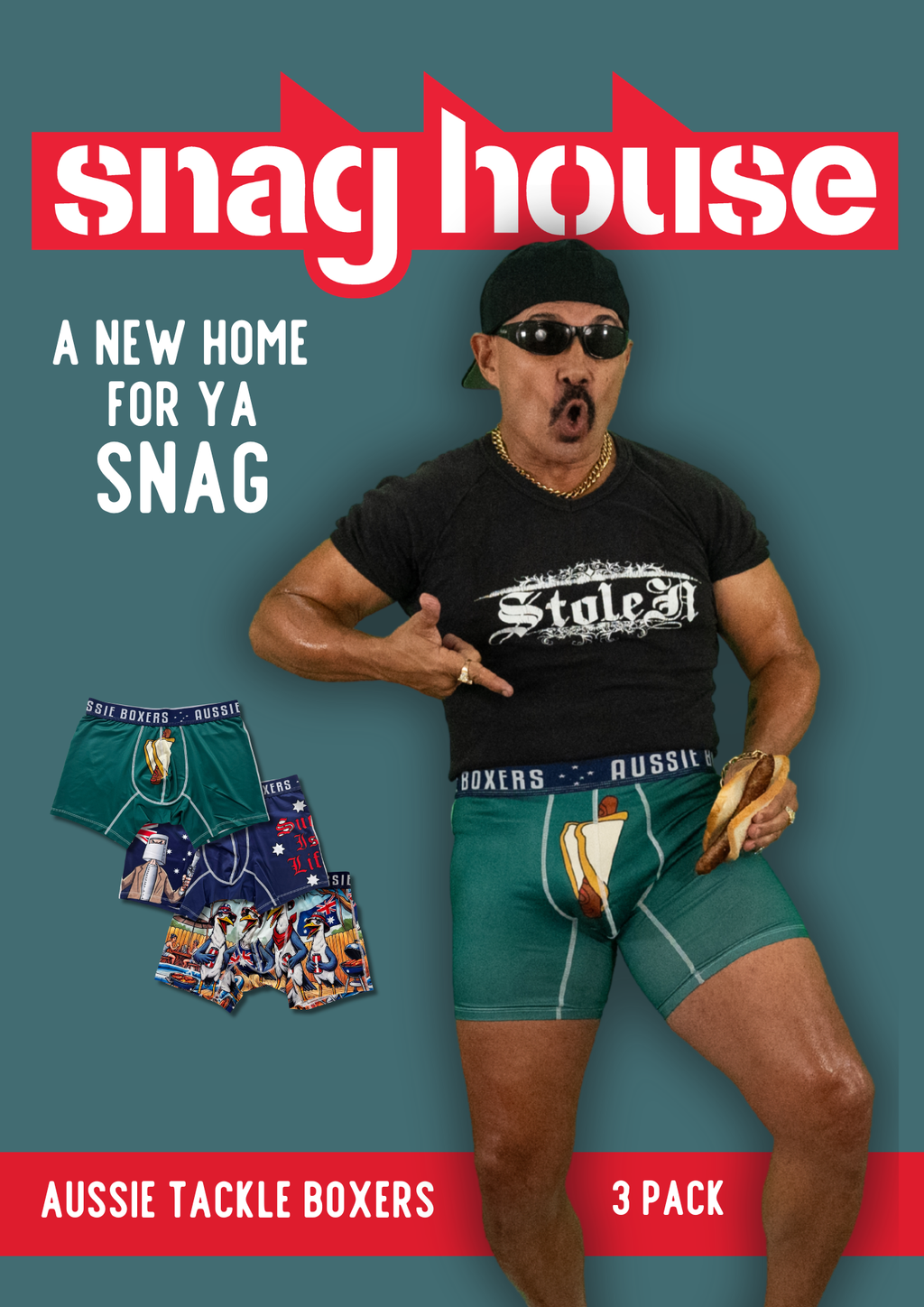 3 PACK Men's Aussie Tackle Boxers | SNAG HOUSE