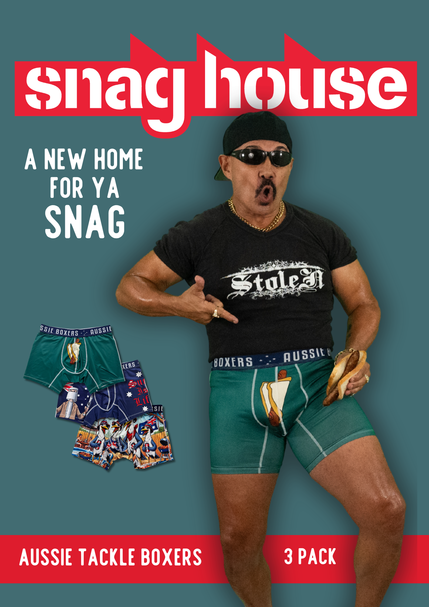 3 PACK Men's Aussie Tackle Boxers | SNAG HOUSE