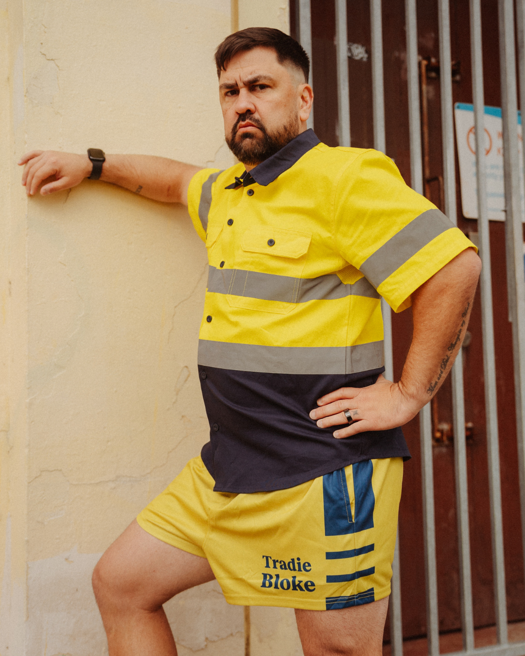 Tradie BLOKE - Yellow & Blue Footy Shorts (With Pockets)