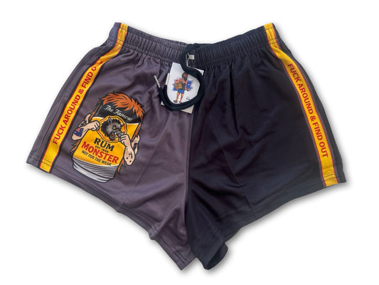 🔥NEW🔥 F**CK AROUND & FIND OUT Rum Monster Footy Shorts (With Pockets)