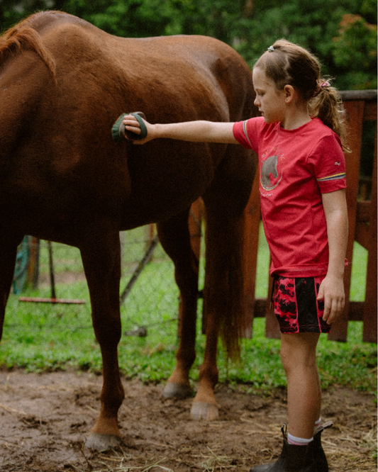 Kids Horses Footy Shorts (With Pockets)
