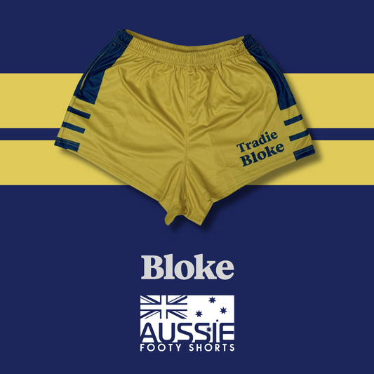 Tradie BLOKE - Yellow & Blue Footy Shorts (With Pockets)
