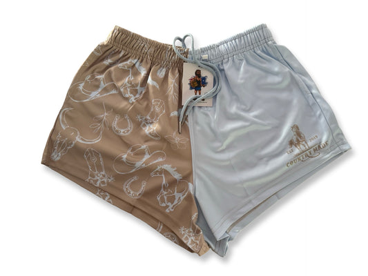 🔥NEW🔥 Horse Light Blue Footy Shorts (With Pockets)