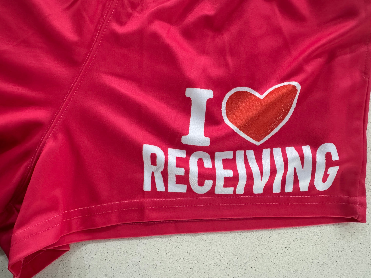 I Love Receiving | Santa Footy Shorts (With Pockets)
