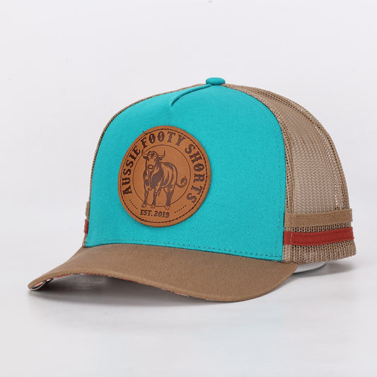🔥NEW🔥 Truckers Hat, Country Made, Bull, Leather Patch Aztec