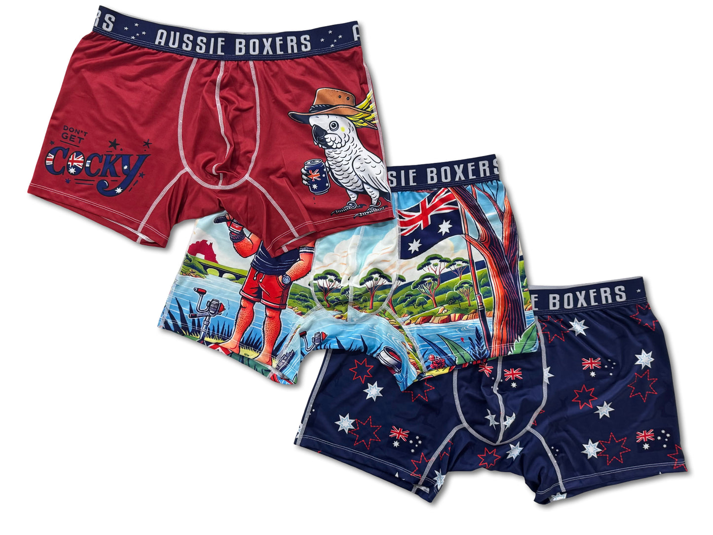 🔥NEW🔥 3 PACK Men's Aussie Tackle Boxers | Don't Get Cocky