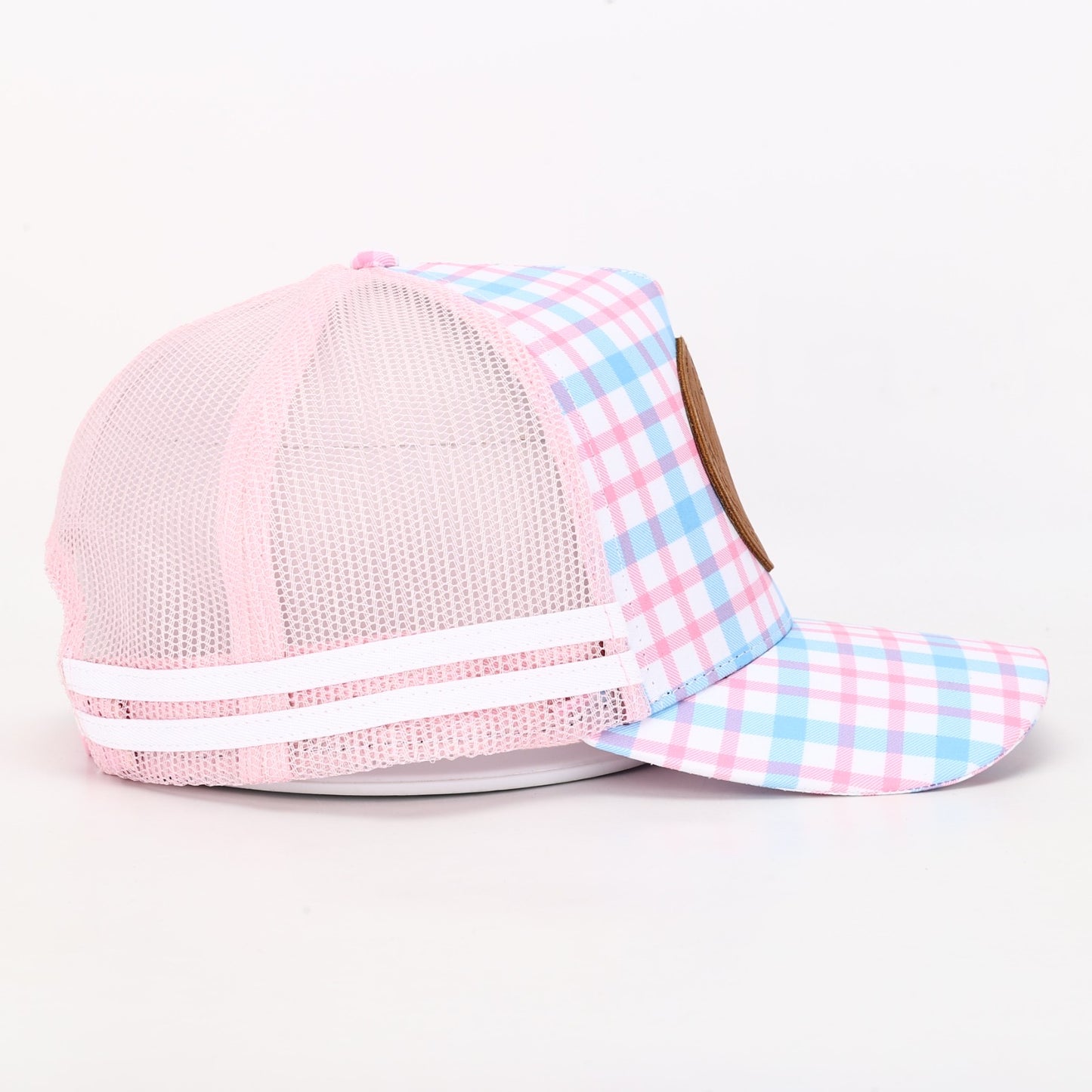 🔥NEW🔥 Truckers Hat, Country Made, Pink & Blue, Leather Patch