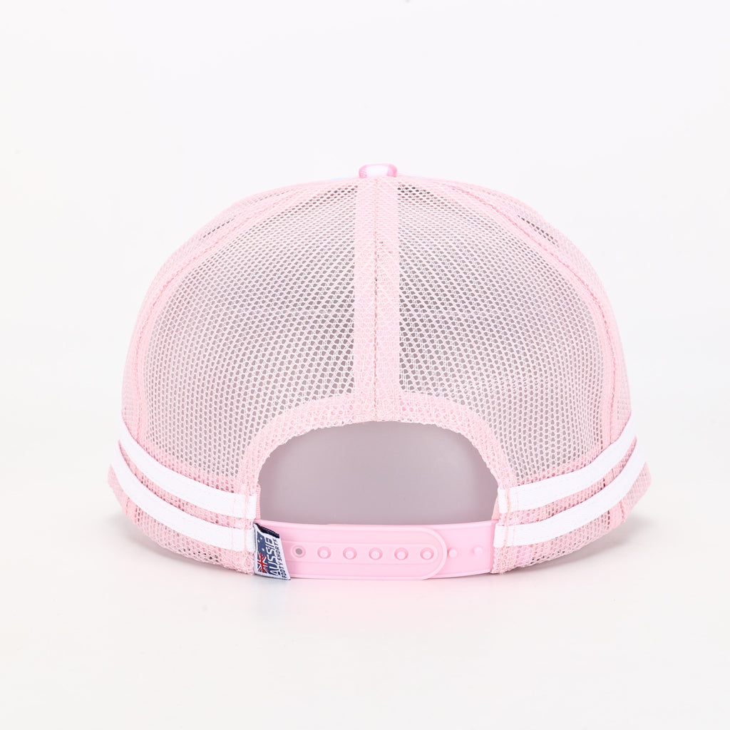 Truckers Hat | Country Made, Pink & Blue, Leather Patch