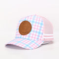 Truckers Hat | Country Made, Pink & Blue, Leather Patch