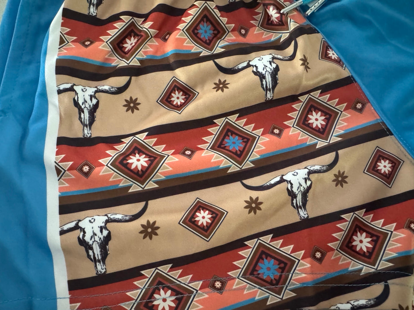 🔥NEW🔥 Blue Aztec Footy Shorts (With Pockets)