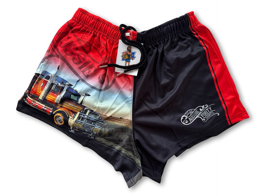 🔥NEW🔥 Truck Red Footy Shorts (With Pockets)
