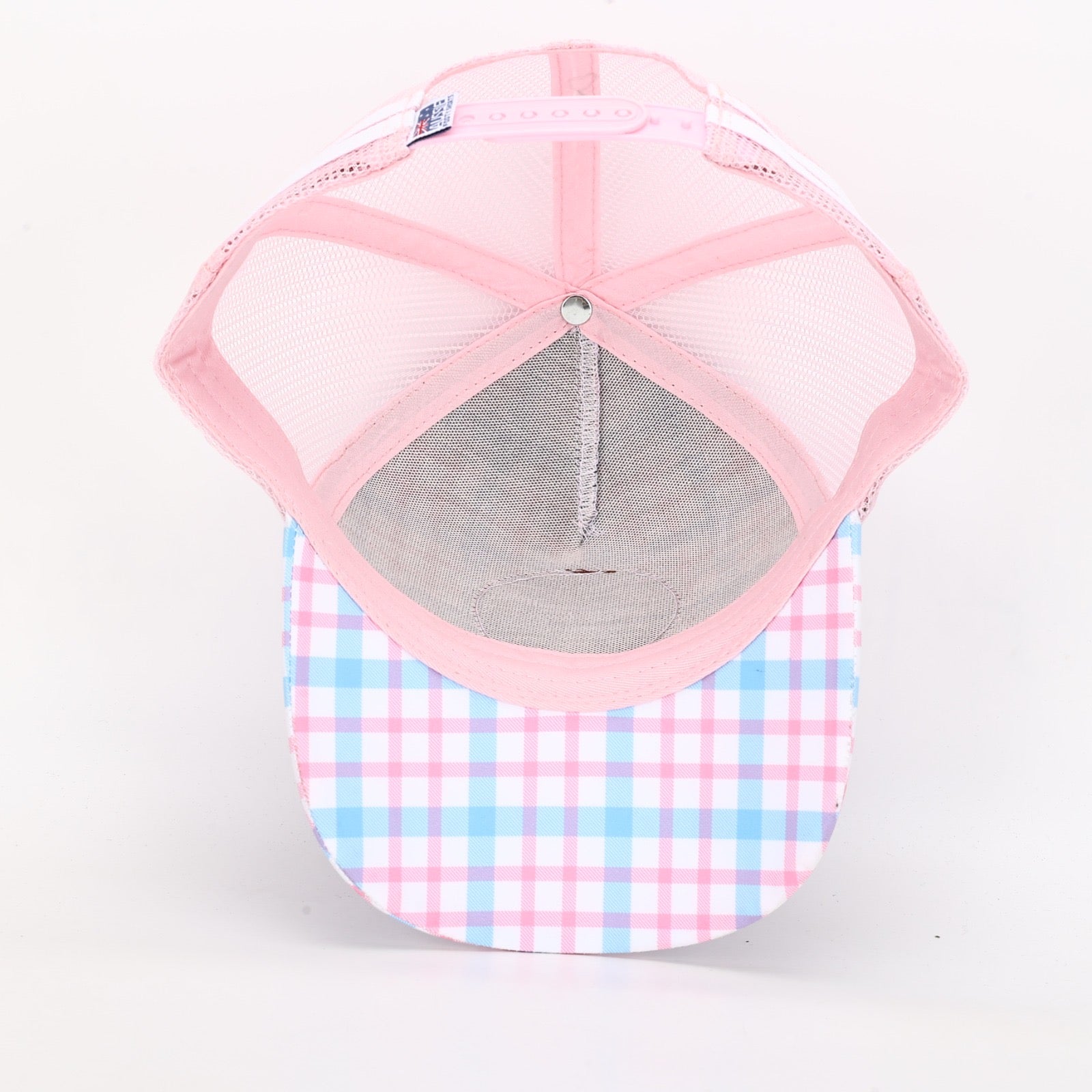 Truckers Hat | Country Made, Pink & Blue, Leather Patch