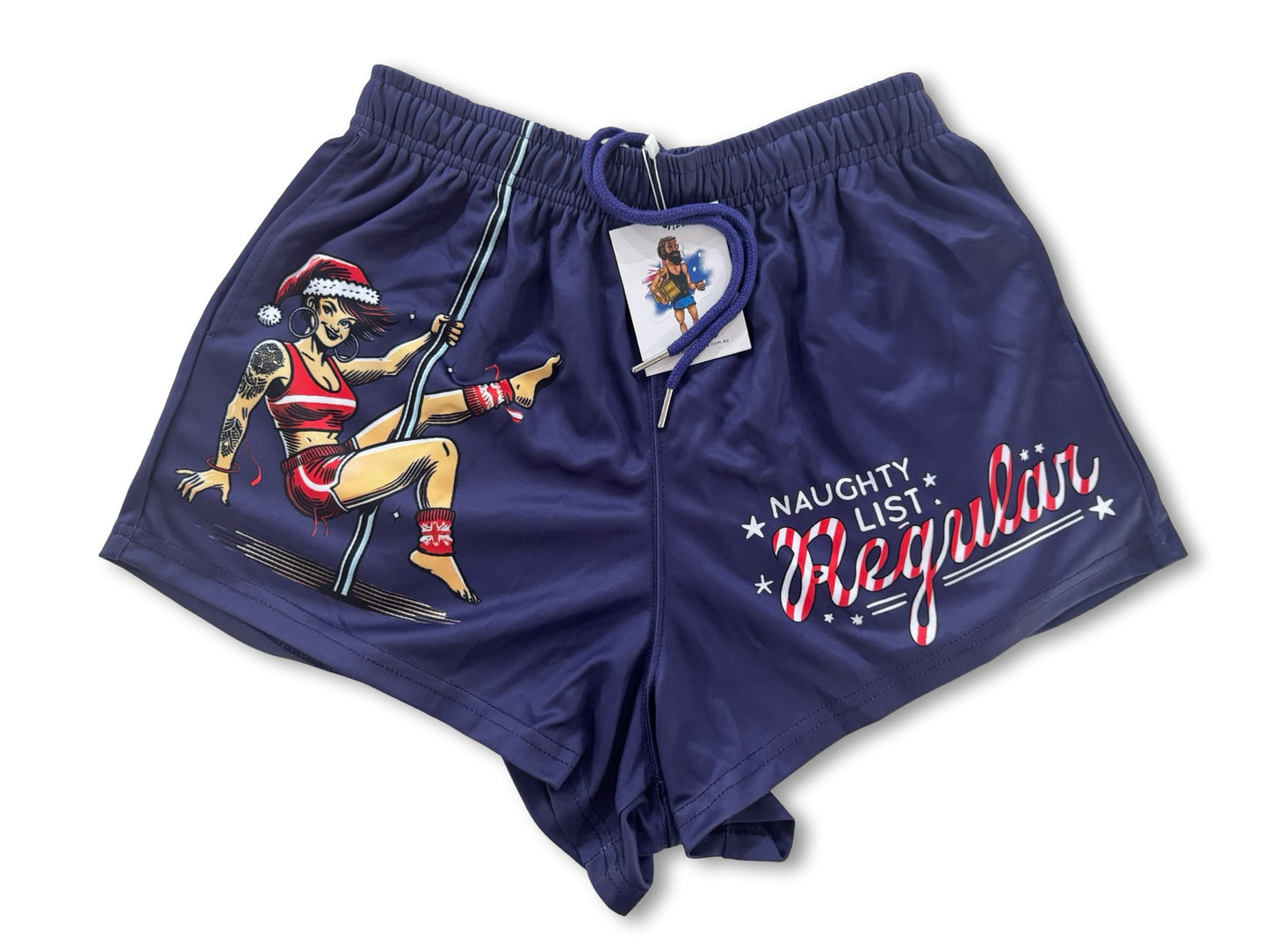 Naughty List | Santa Footy Shorts (With Pockets)