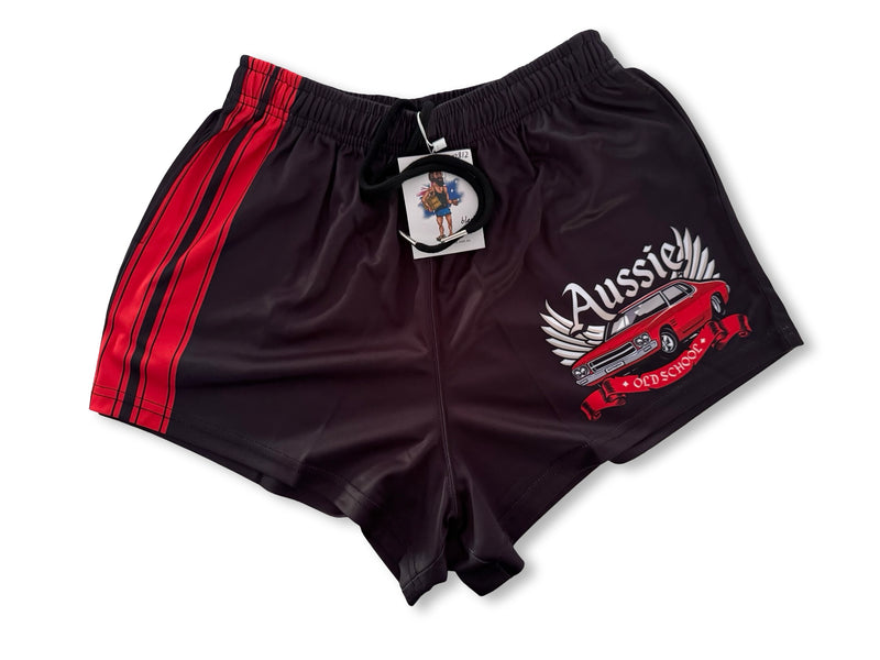 🔥NEW🔥 Aussie OLD SCHOOL HOLDEN RED Footy Shorts (With Pockets)